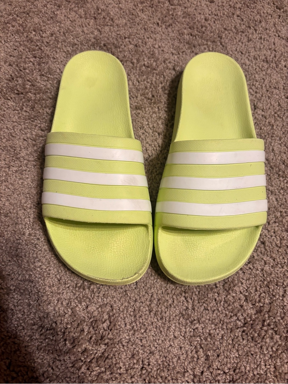 adidas Neon Yellow and White Adilette Slide Sandals